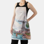 Tablier Moulin De Adriaan Haarlem Pays-Bas Aquarelle (Insitu)