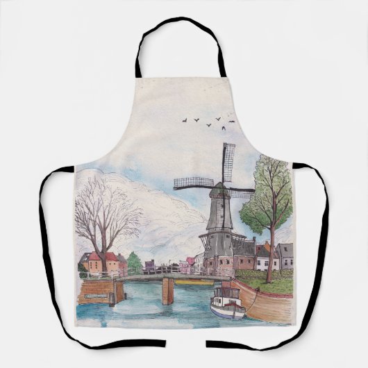 Tablier Moulin De Adriaan Haarlem Pays-Bas Aquarelle (Recto)