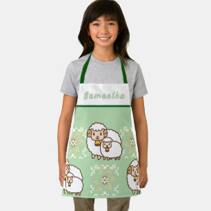 Tablier Mouton blanc avec bébé mignon Personnalisé
