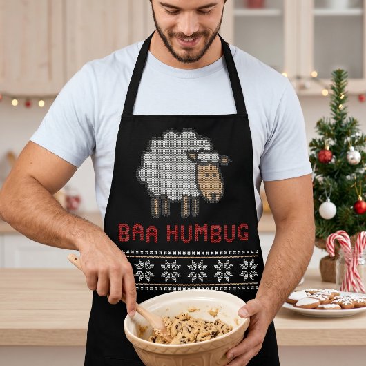 Tablier Mouton de Noël Baa Humbug | Style Pullover Ugly