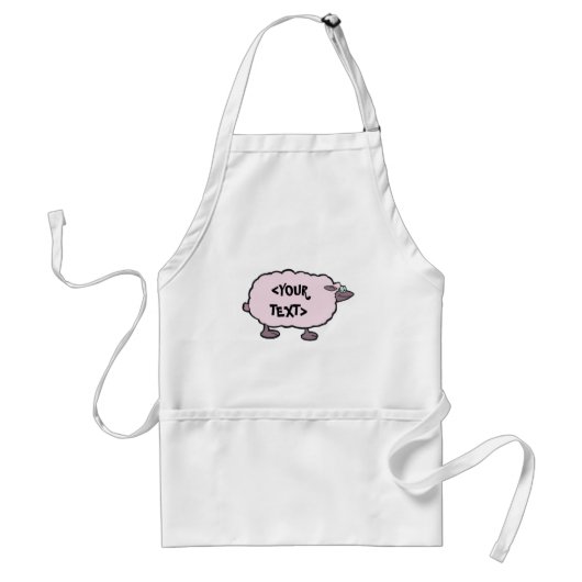 Tablier Mouton Rose, <YOUR TEXT> (Devant)