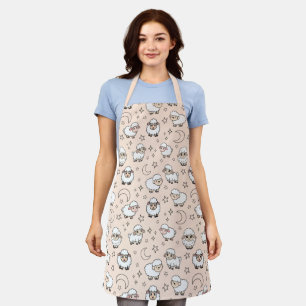 Tablier Moutons mignons endormis et Lune avec Étoiles