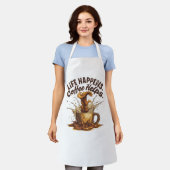Tablier moyen avec impression « Life Happens Coffe (Porté)