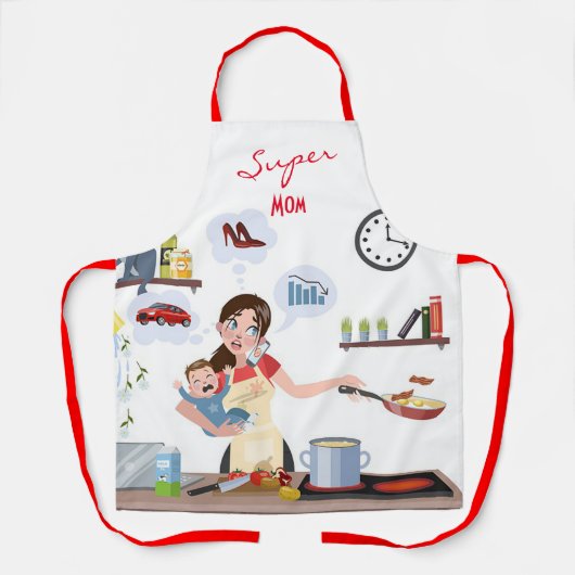 Tablier Moyen d'impression tout-en-un Super Maman (Recto)