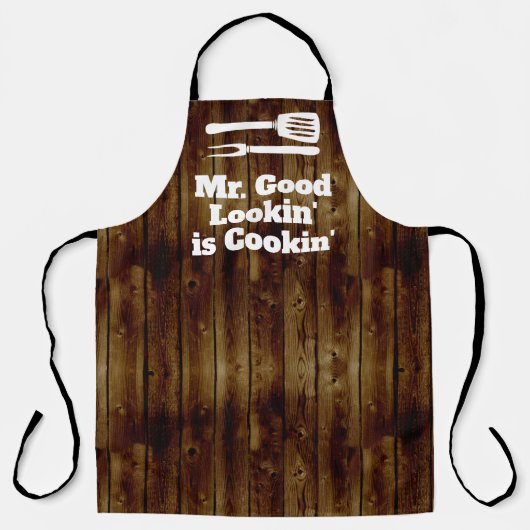 Tablier Mr Good Lookin est Cookin Funny BBBQ Rustic Chef (Recto)