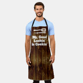 Tablier Mr Good Lookin est Cookin Funny BBBQ Rustic Chef (Porté)