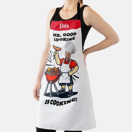Tablier Mr Good Lookin Is Cookin Apron, Personalized Photo (Insitu)