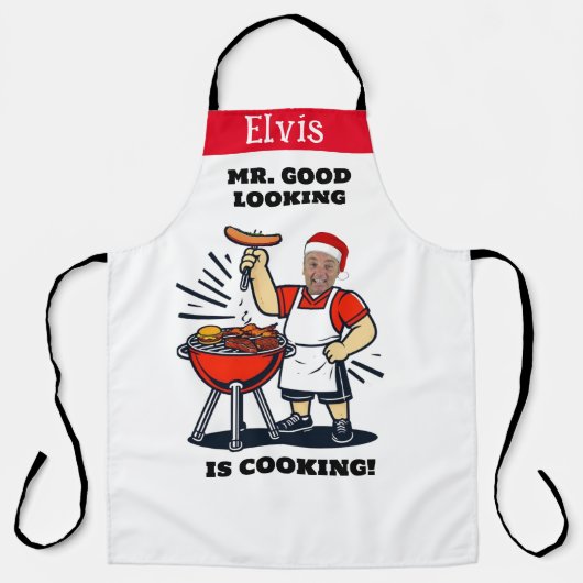 Tablier Mr Good Looking Apron - Personalized Photo Xmas Gi (Recto)