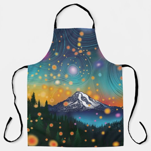 Tablier Mt Rainier w Soirée Starry Sky et Fireflies (Recto)