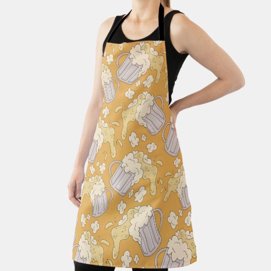 Tablier Mug avec dessin animé en bière sans couture motif. (Insitu)