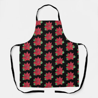 Tablier Multi- Poinsettia - Apron Festif - Noir