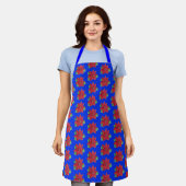 Tablier Multi- Poinsettia - Festive Apron - Bleu (Porté)