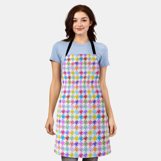 Tablier Multicolor Houndstooth+Motif blanc (Porté)