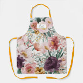 Tablier mum aquarelle script floral élégant éditable (Recto)