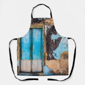 Tablier Mur bleu et porte (Recto)