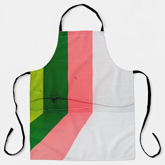 Tablier Mur peint blanc, rose, vert et jaune (Recto)