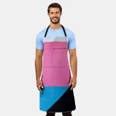 Tablier Mur peint rose et bleu (Porté)