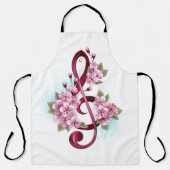 Tablier Musical treble clef notes with sakura flowers (Recto)
