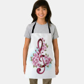 Tablier Musical treble clef notes with sakura flowers (Insitu)