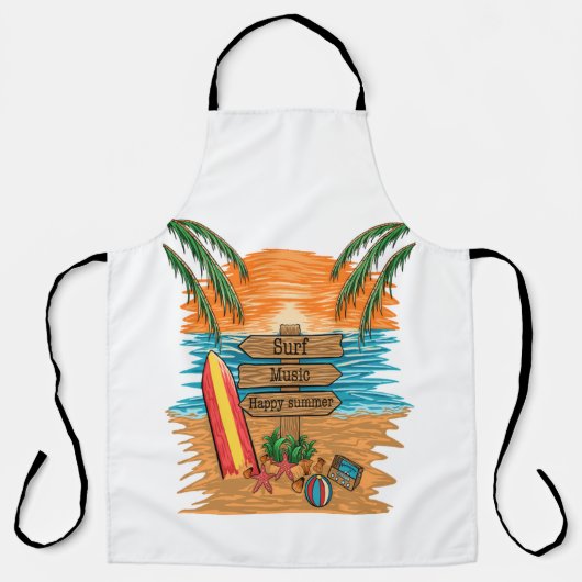 Tablier musique de surf été heureux (Recto)