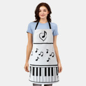 Tablier Musique note piano clavier noir et blanc (Porté)