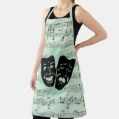 Tablier Musique verte et masques grecs de théâtre (Insitu)