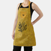 Tablier Mustard Yellow Textured Fabric & Herbe Noire Motif (Insitu)