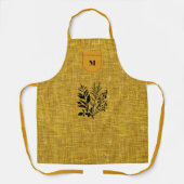 Tablier Mustard Yellow Textured Fabric & Herbe Noire Motif (Recto)