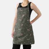 Tablier Muted Poinsetta Olive All-Over Print Apron (Insitu)
