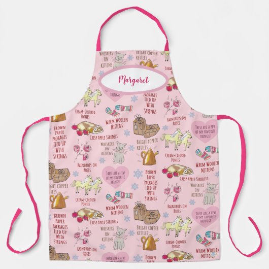 Tablier My Favorite Things Cute Retro Girly Pastel Pink (Recto)