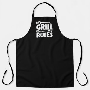Tablier My Grill My Rules Funny BBBBQ Logo Black