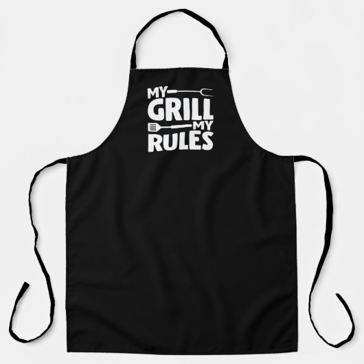 Tablier My Grill My Rules Funny BBBBQ Logo Black (Recto)