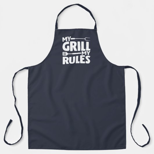 Tablier My Grill My Rules Funny BBBBQ Logo Navy Blue (Recto)