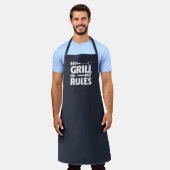 Tablier My Grill My Rules Funny BBBBQ Logo Navy Blue (Porté)