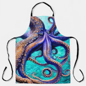 Tablier Mystérieuse Octopus Blue Ocean Wave Art Abstrait (Recto)