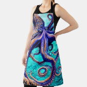 Tablier Mystérieuse Octopus Blue Ocean Wave Art Abstrait (Insitu)
