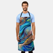 Tablier Mystérieuse Ondes Bleues Flèches Oeil Caché Abstra (Porté)