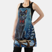 Tablier Mystical Black Cat Enchanted Winter Sled Christmas (Insitu)