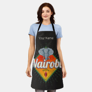 Tablier Nairobi Capital Kenya Elephant Afrique Vintage