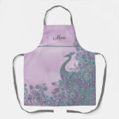 Tablier Name, Purple and Teal Decorative Peacock Pattern (Recto)