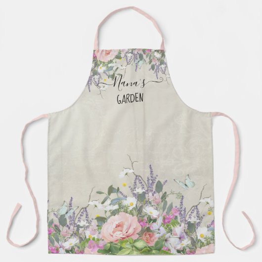 Tablier Nanas Garden Papillon mauve flou peint (Recto)