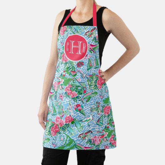 Tablier Nantucket Preppy Palm Beach Imprimer Monogramme (Insitu)