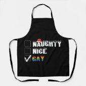 Tablier Naughty Nice Gay Rainbow Pride LGBT Noël Cadeau (Recto)
