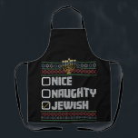 Tablier Naughty Nice juif Père Noël laide Noël Hanoukka<br><div class="desc">Naughty Nice juif Père Noël laide Noël Hanoukka</div>