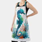 Tablier nautical/beach/coastal seahorse art (Insitu)