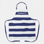 Tablier Nautical marine rayures blanches nom monogramme pe (Recto)