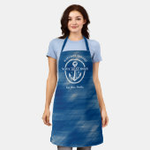 Tablier Nautical Navy Blue Welcome Aboard Nom du bateau An (Porté)