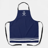 Tablier Nautical Navy Blue Welcome Aboard Nom du bateau An (Recto)