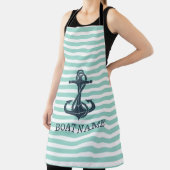 Tablier Nautique, Ancre, Bandes vertes à la menthe (Insitu)