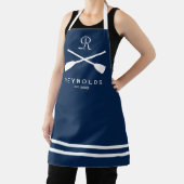 Tablier Nautique marine bleu aviron nom de famille BBQ (Insitu)